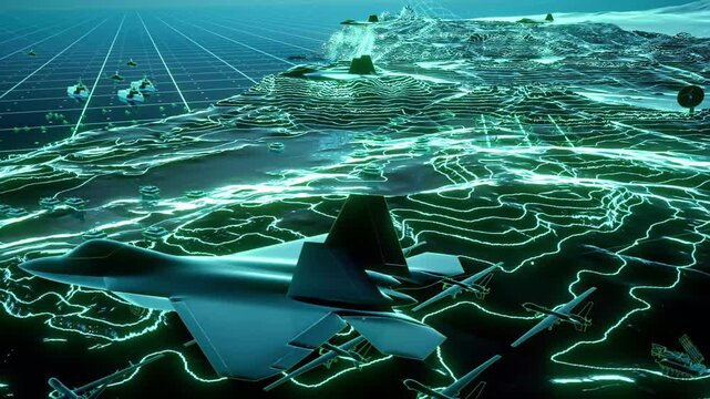 High-tech military sand table holographic animation