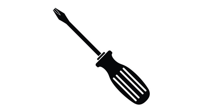 Black flathead screwdriver icon a simple vector illustration on transparent background silhouette