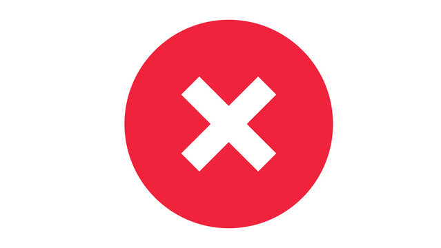 Red circle with a white 'x' symbol white background red x white cross graphic resource minimalist isolated negative communication forbidden prohibited restricted rejected