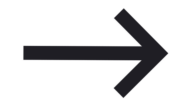 Bold black right arrow on white background with forward movement direction navigation isolated continue interface communication document information operation progress selection