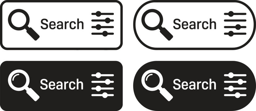 search icons with magnifying glass and filter options