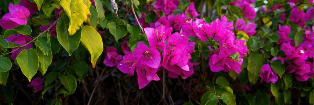 ブーゲンビリアの花は日光の下で庭に生えます