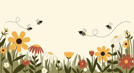Naklejka premium A modern, stylized floral illustration evokes a sense of calm and optimism. Perfect for website backgrounds, social media marketing, or adding a touch