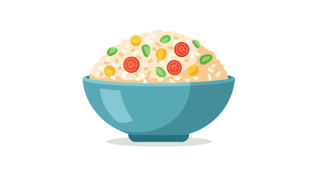 Healthy Rice Bowl with Vegetables - Flat Design