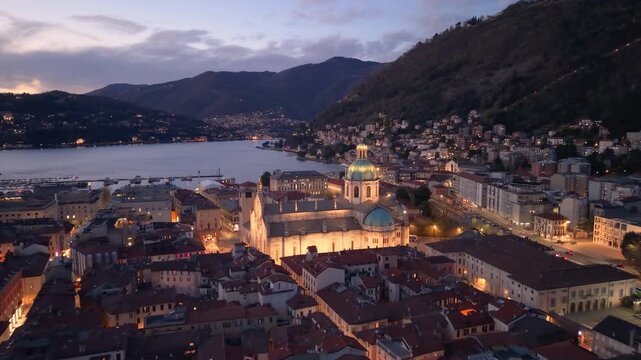 Aerial view of the Cattedrale Santa Maria, Como. Italy