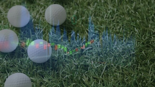 Audio cue starting faint overlay, waveform sliding across turf past white balls showing audio