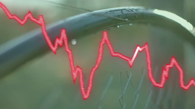 Vertical video: Moving red wave entering left, pulsing across rim, mesh with dew and glints in park