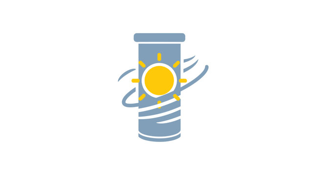 Weather forecast icon with sun and wind.