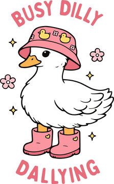 Busy Dilly Dallying SVG, Busy Dilly Dallying Goose SVG,  Funny Summer Goose SVG, Summer Goose SVG, Dilly Dallying Goose SVG