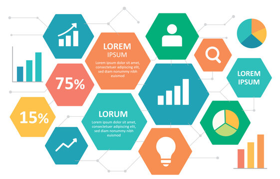 Hexagon Network Infographic with Data and Icons