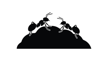 Black ants on a mound a striking silhouette on transparent background © lutfadi