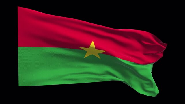 Burkina Faso flag waving in the wind. Burkinab&eacute; identity independence national pride. News visuals political international relations documentaries educational web banners West Africa.