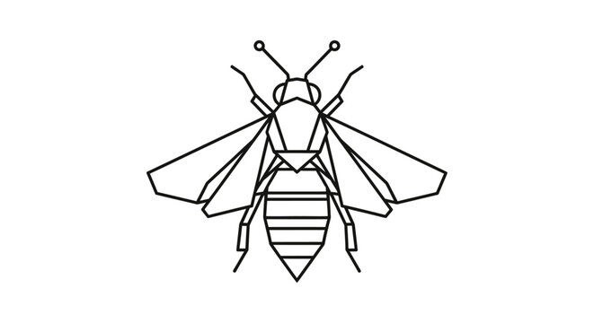 Minimalist Bee Illustration - Geometric Insect Line Art