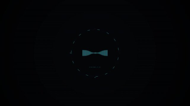 A minimalistic digital design featuring a central oval shape enclosed by a dashed circle