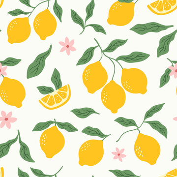 Seamless citrus summer lemon pattern