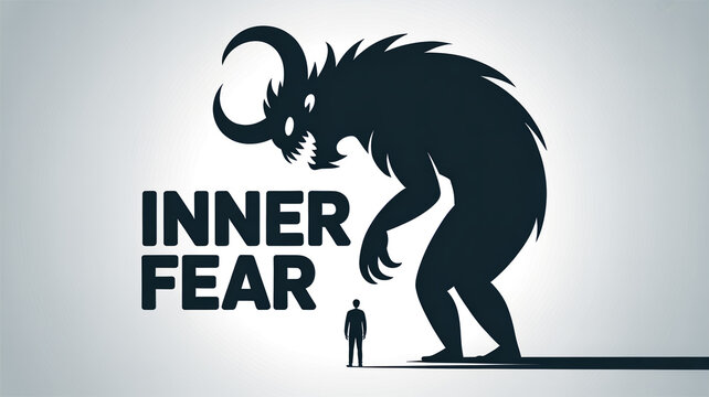 Confronting Inner Demons: A symbolic illustration depicting a diminutive figure facing an intimidating monster, encapsulating the struggle with internal anxieties and psychological challenges.