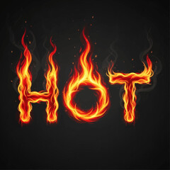 Fototapeta premium The word HOT made of fire.