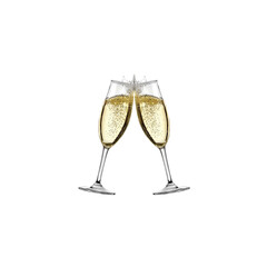 Fototapeta premium Champagne Glasses Clinking Toast Celebration Isolated on Clean Background