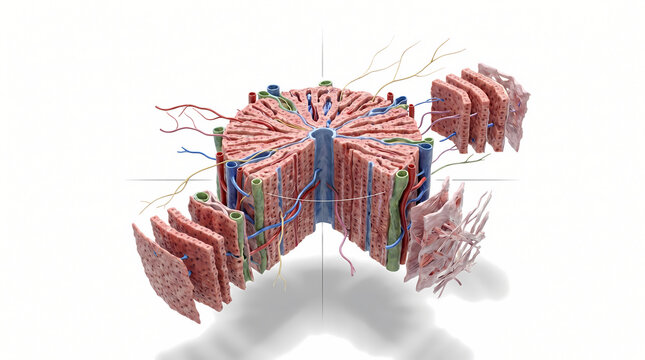 3D Render Of A Liver Lobule Structure With Blood Vessels 3d anatomy