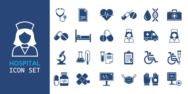 Blue and white vector set of Christmas and business web icons illustration on clean background