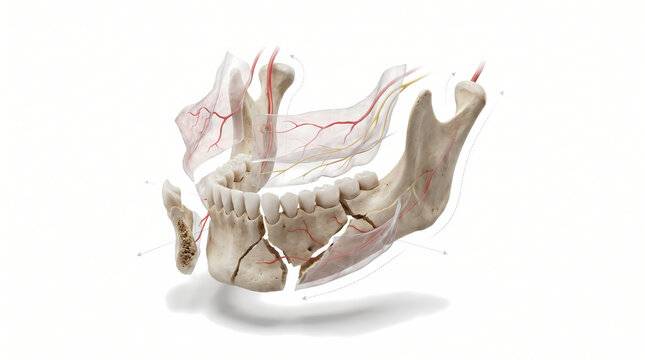 Anatomical Illustration of a Fractured Mandible Bone 3d anatomy