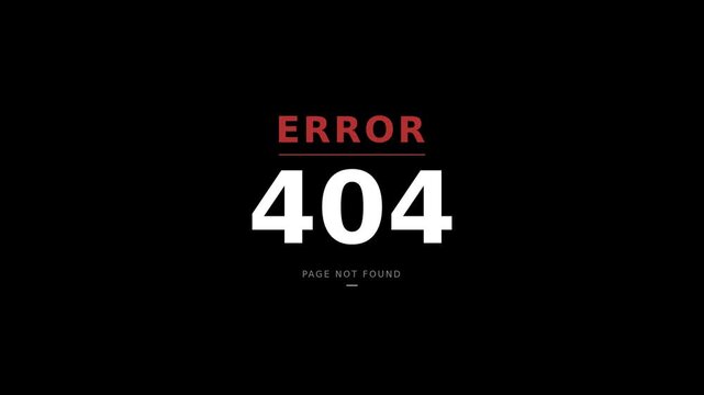 Minimal black webpage with red 'ERROR' text above bold white 404 numerals and small 'Page Not Found'