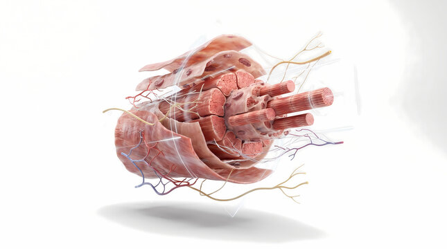 Cross-Section Of Skeletal Muscle Anatomy With Nerves And Blood Vessels 3d anatomy