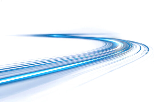 Abstract image showing glowing blue lines against black background, suggesting movement and speed