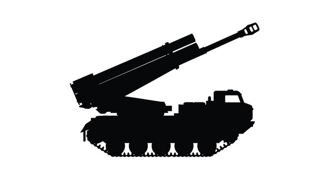 Silhouette of a self propelled howitzer a modern artillery weapon system