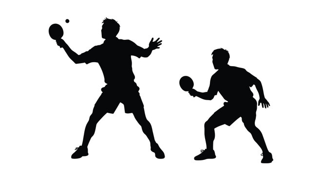 Silhouette of two handball players in action during a game
