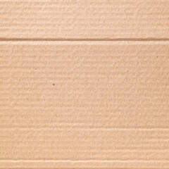 Fototapeta premium Brown carton corrugate box with horizontal lines and crease