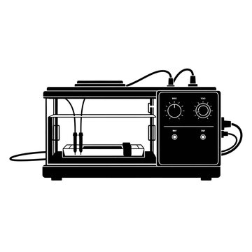 Black Silhouette of Agarose Gel Electrophoresis Tank for DNA Analysis and Biotechnology