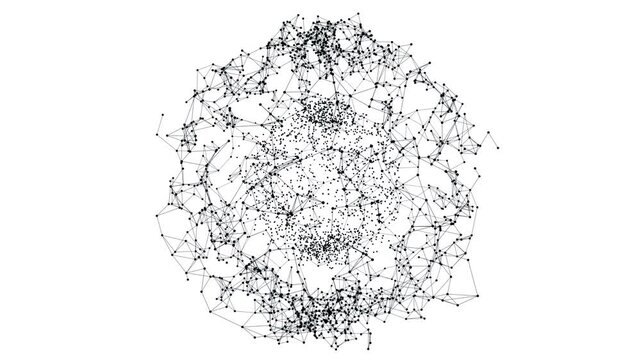 Abstract digital connected network on white background. Concept of artificial intelligence. Big data technology visualization seamless 4K looping 3D animation background