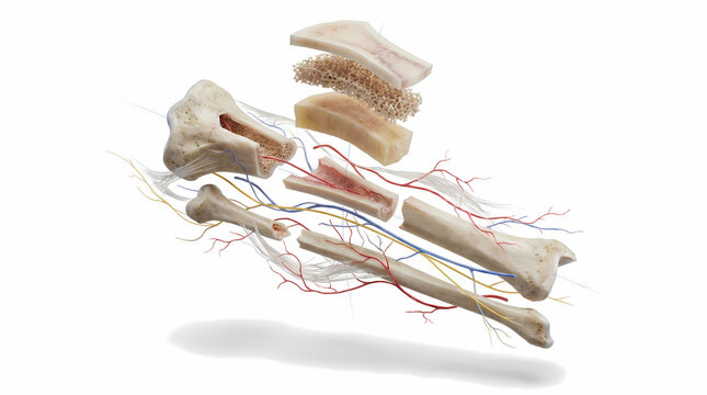 Exploded View of Bone With Blood Vessels 3d anatomy