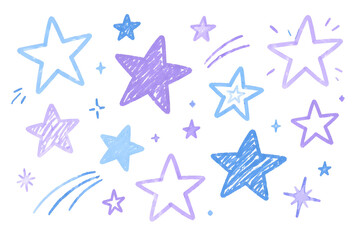 Obraz premium Blue Purple Stars Pattern Isolated on White Background 