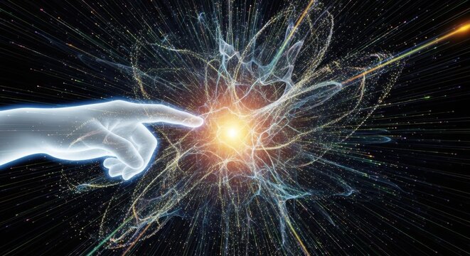 Hand Touching Cosmic Energy Burst