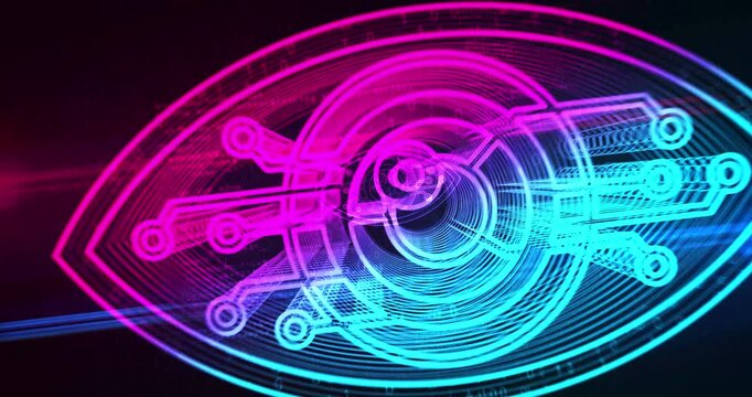 Digital eye security and privacy icon looped abstract digital object. Cyber  technology concept symbol seamless loop animation.