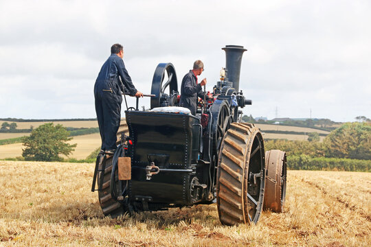 Vintage Steam Traction engine in a field
