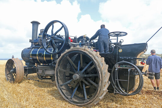Vintage Steam Traction engine in a field