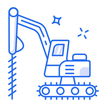 A line style icon showing a drill excavator