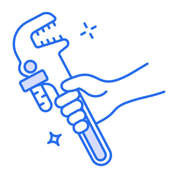 An icon of an adjustable spanner designed in line style