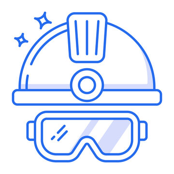 A linear style icon of safety glasses