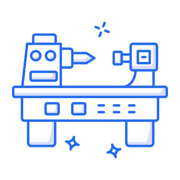 A linear style icon of a cnc lathe