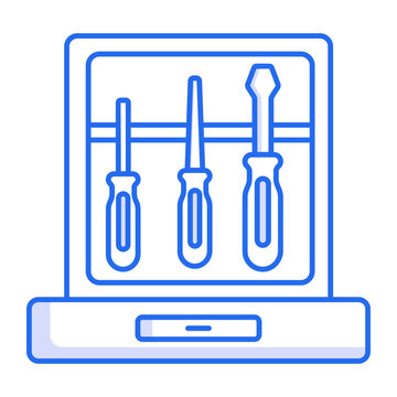 A linear icon depicting a screw driver