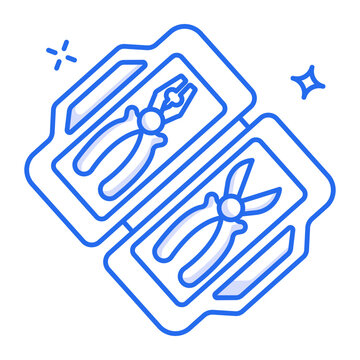 A linear style icon of a tools case