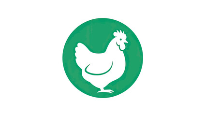 Silhouette of a chicken within a green textured circle on a white background © M LAZIM