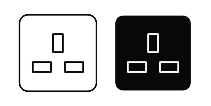 Socket icon pack flat black, Editable line icons