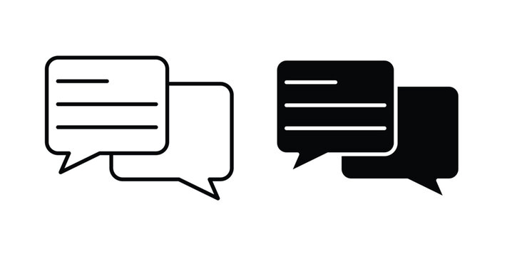 Talk bubble speech icon pack flat black, Editable line icons