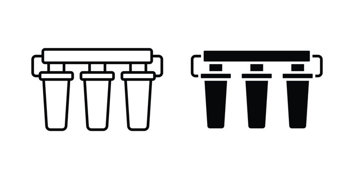 Water filtration icon pack flat black, Editable line icons
