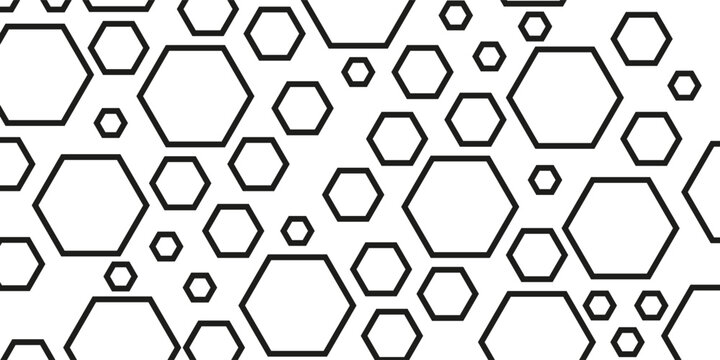 Grey cells pattern background. Black hexagon grid texture with yellow lining. Abstract background with geometric polygon shapes. Metallic black mesh on a white background. Crossed diagonal lines. gold
